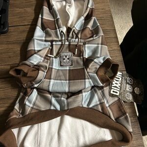 Dixxon Brown and Blue Plaid Dog Hoodie